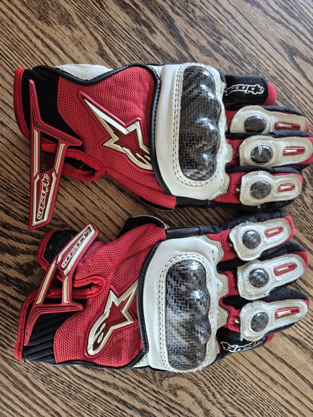Alpinestars Red White Black Motorcycle Riding Gloves